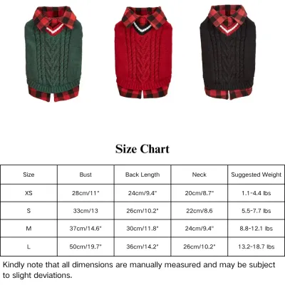 dogs sweater size