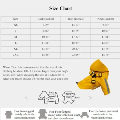 dog rain coat size dog rain coat size