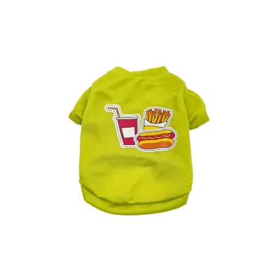 Fall Cotton T-Shirt with Fries Cola Hot Dog Print for Dog