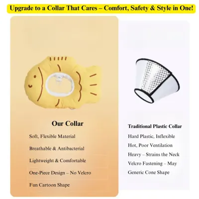 PP cotton pet collar Soft Taiyaki Elizabeth Collar Adjustable Cat Recovery Collar