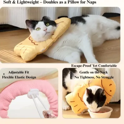 cute pet collar design Soft Taiyaki Elizabeth Collar Adjustable Cat Recovery Collar