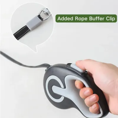 One-button retractable leash with shock absorber, reflective tape, and ergonomic handle