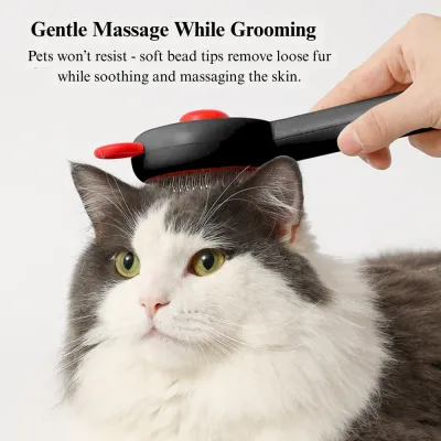 tangle remover pet brush Self Cleaning Pet Grooming Brush with Stainless Steel Bristles