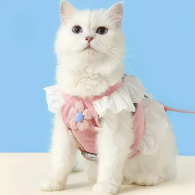 velcro pet harness Breathable Pet Harness and Leash Set for Cats