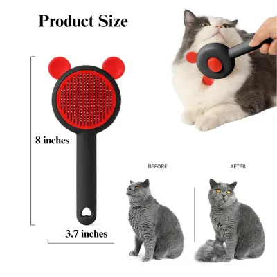 deshedding brush for pets Self Cleaning Pet Grooming Brush with Stainless Steel Bristles