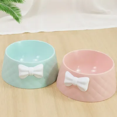 pet food and water dish Durable Bowknot Pet Feeding Bowl