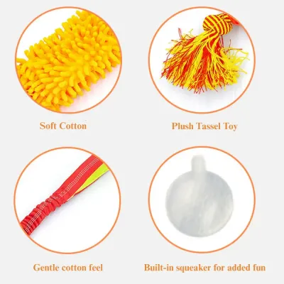 interactive tug toy Interactive Dog Tug Toy with Treat Dispensing Ball and Plush Mop Section