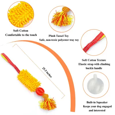 plush and rubber dog toy Interactive Dog Tug Toy with Treat Dispensing Ball