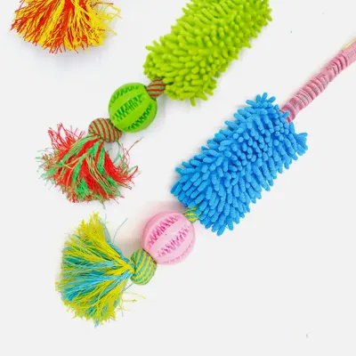 dog toy for training Interactive Dog Tug Toy with Treat Dispensing Ball and Plush Mop Section