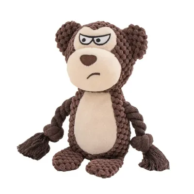 Durable dual-texture squeaky toy with pull-rope design, perfect for interactive play and dental benefits.