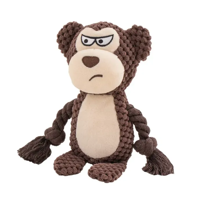 Durable dual-texture squeaky toy with pull-rope design, perfect for interactive play and dental benefits.
