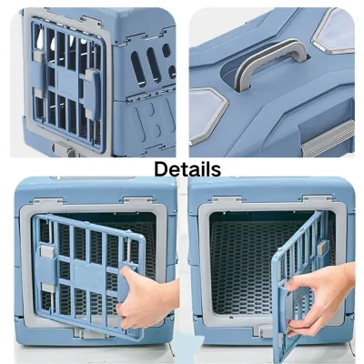 Blue Collapsible Pet Crate Detail Blue Collapsible Pet Crate Detail