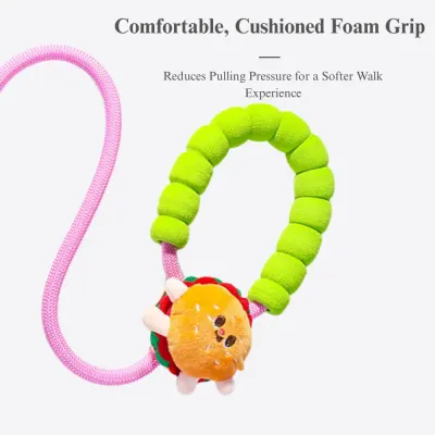 padded handle leash Dog Leash Cartoon Style with P Rope Design