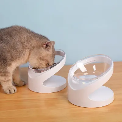 cat feeding bowl Tilted Cat Bowl Ergonomic Raised Feeding Dish Neck Protection Pet Bowl
