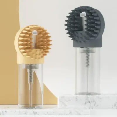 shampoo dispenser brush Silicone Pet Bath Brush Foam Dispenser Grooming Massage Tool