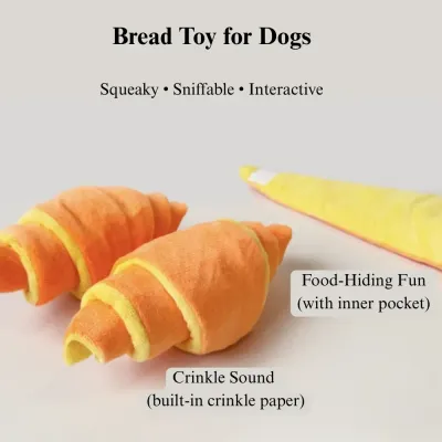 plush puzzle toy Squeaky Dog Toy Interactive Treat Puzzle Crinkle Croissant Toy