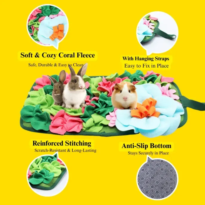 Square Foraging Snuffle Mat for Rabbits and Guinea Pigs