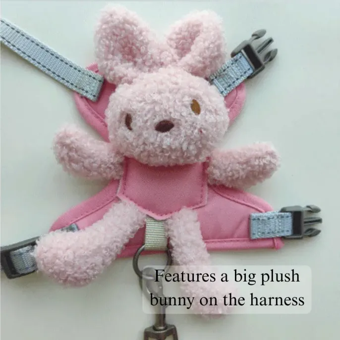 Cute Bunny Plush Dog Harness Vest with Leash for Small Breeds