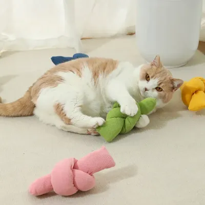 Cat Chew Pillow Toy Durable Crinkle Plush Kicker for Play