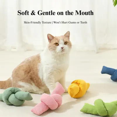 Cat Chew Pillow Toy Durable Crinkle Plush Kicker for Play