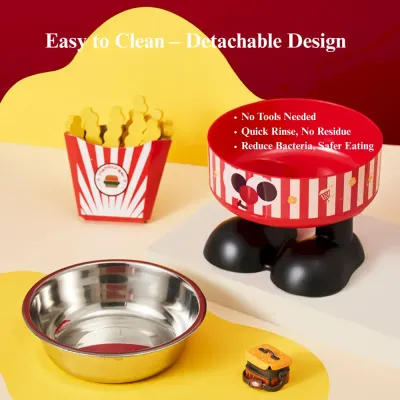 non skid pet bowl Elevated Anti Spill Pet Bowl with Detachable Stainless Steel Insert