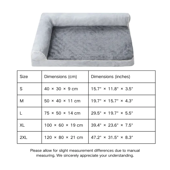 plush dog bed size
