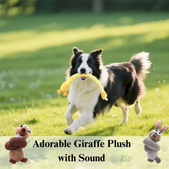 Durable Squeaky Plush Dog Toy Long Neck Chewing