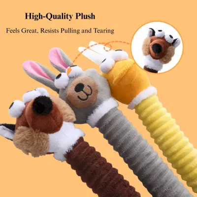 Durable Squeaky Plush Dog Toy Long Neck Chewing