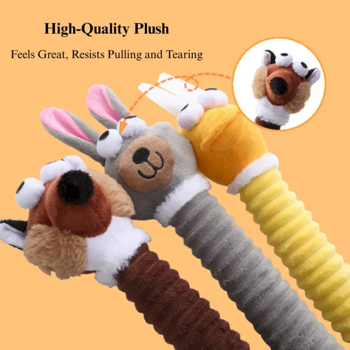 Durable Squeaky Plush Dog Toy Long Neck Chewing
