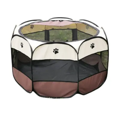 Foldable Dog Playpen Brown