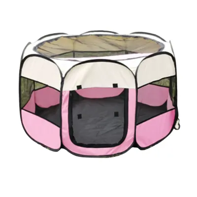 Foldable Dog Playpen Pink