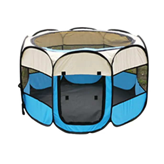 Foldable Dog Playpen Blue