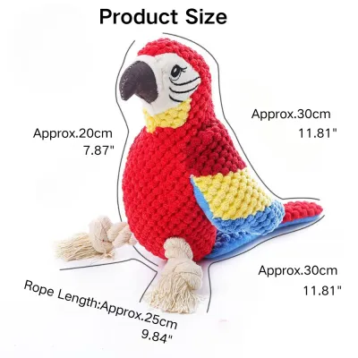 Chew Resistant Plush Parrot Dog Toy Size Chew Resistant Plush Parrot Dog Toy Size