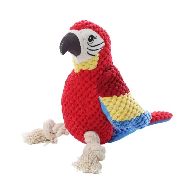 Chew Resistant Plush Parrot Dog Toy with Bite Sound Chew Resistant Plush Parrot Dog Toy with Bite Sound