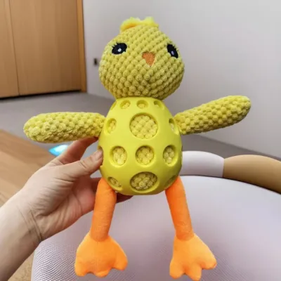 Grid PU Chick Squeaky Dog Chew Toy_2 Grid PU Chick Squeaky Dog Chew Toy_2