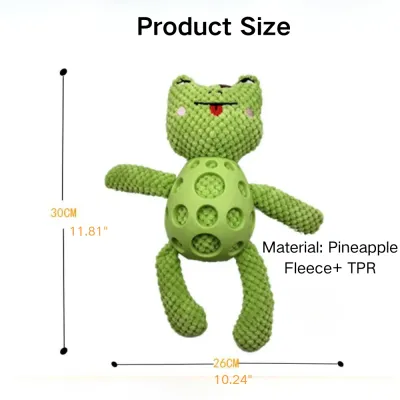 Grid PU Frog Squeaky Dog Chew Toy Size