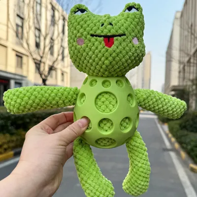 Grid PU Frog Squeaky Dog Chew Toy_1