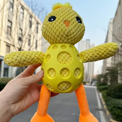 Grid PU Chick Squeaky Dog Chew Toy_1 Grid PU Chick Squeaky Dog Chew Toy_1