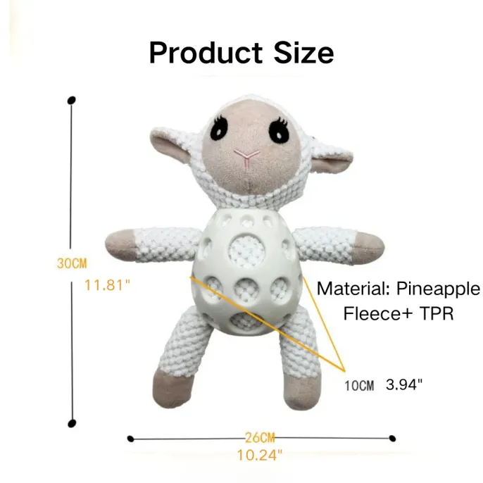 Grid PU Lamb Squeaky Dog Chew Toy Size