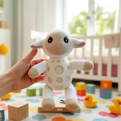 Grid PU Lamb Squeaky Dog Chew Toy_3 Grid PU Lamb Squeaky Dog Chew Toy_3