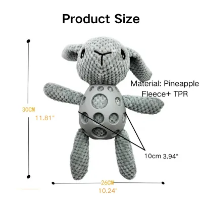Grid PU Rabbit Squeaky Dog Chew Toy Size