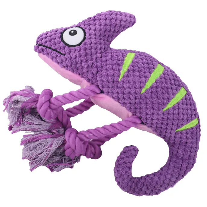 Purple Chameleon Interactive Durable Squeaky Dog Toy Purple Chameleon Interactive Durable Squeaky Dog Toy