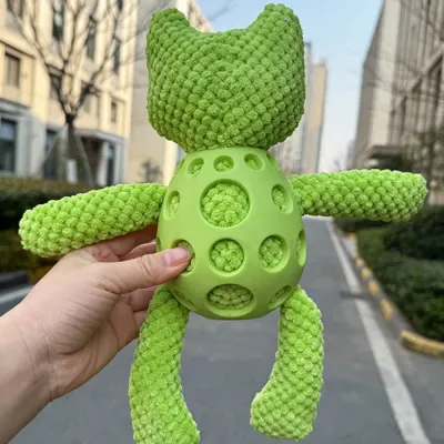 Grid PU Frog Squeaky Dog Chew Toy_2