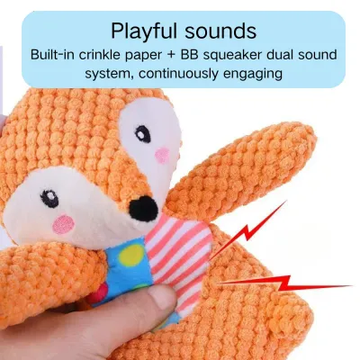 Plush Dog Squeaky Toys with Crinkle Paper_2 Plush Dog Squeaky Toys with Crinkle Paper_2
