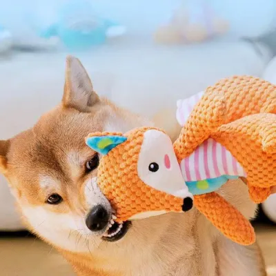 Plush Dog Squeaky Toys with Crinkle Paper_3 Plush Dog Squeaky Toys with Crinkle Paper_3