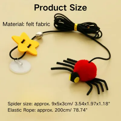 Spider-shaped Cat Toy with Elastic Rope Size Spider-shaped Cat Toy with Elastic Rope Size