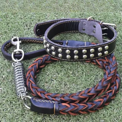 Durable Cowhide Braided Dog Leash for Large and Medium Dogs_2