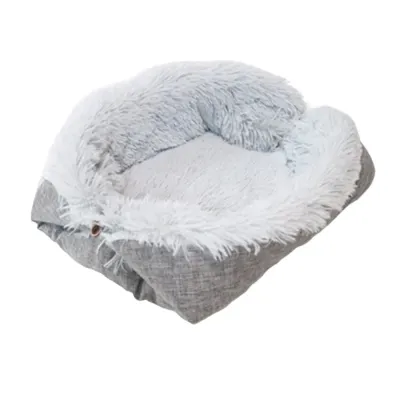 2-in-1 Foldable Washable Plush Pet Bed Grey 2-in-1 Foldable Washable Plush Pet Bed Grey
