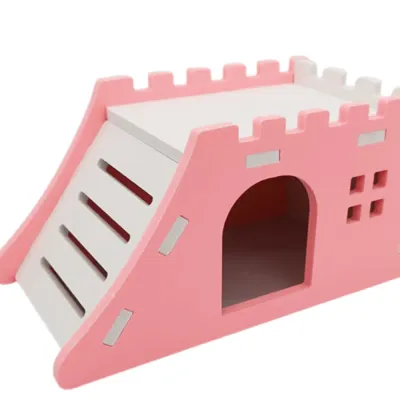 Crenellated Top Design PVC Hutch Hamster Pink Crenellated Top Design PVC Hutch Hamster Pink