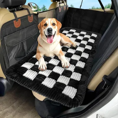 Polyester Fabric Car Rear Seat Pet Mat Black